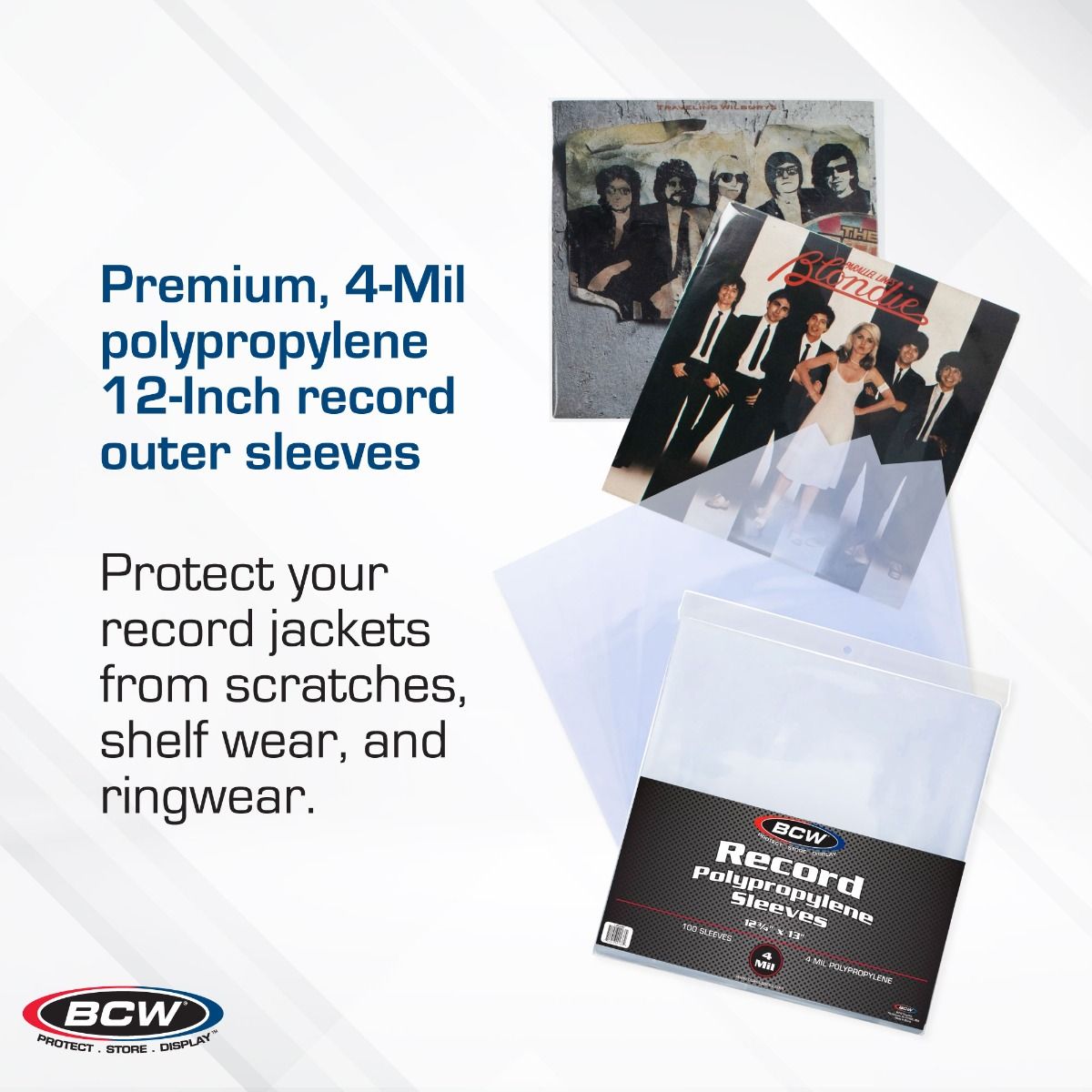 12-Inch Record Sleeves 12 3/4 X 13 - 4 MIL (100CT)