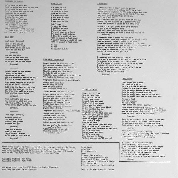 MDC (2) : Millions Of Dead Cops (LP,Album,Reissue,Remastered)