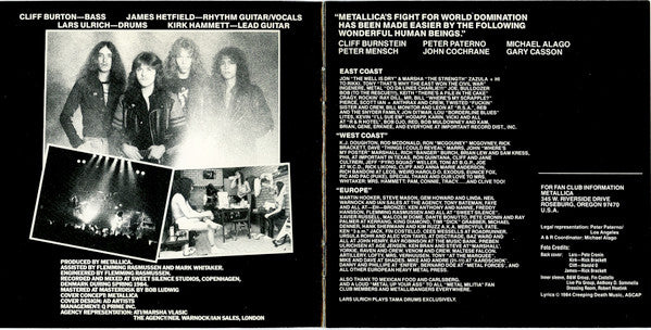 Metallica : Ride The Lightning (Album,Reissue)