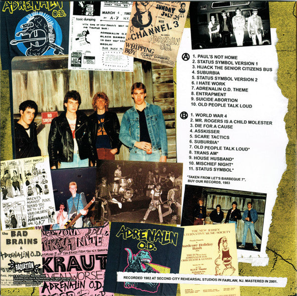 Adrenalin O.D. : The Barbeque Years (Rare & Unreleased 1982 Demos) (LP,Album,Limited Edition,Remastered)