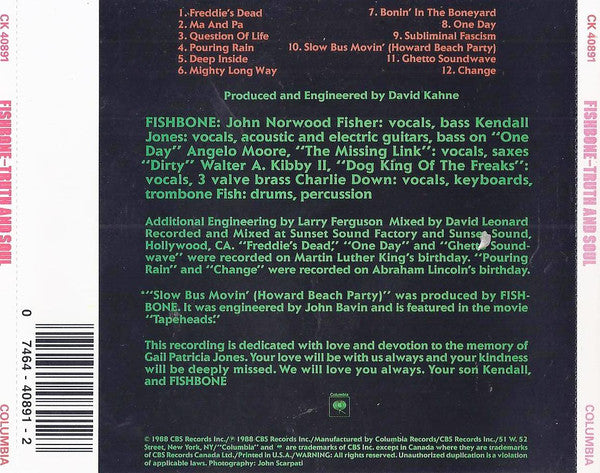 Fishbone : Truth And Soul (Album)