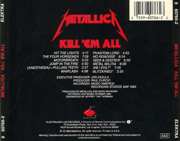 Metallica : Kill 'Em All (Album,Reissue)