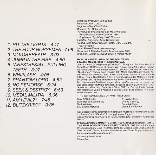 Metallica : Kill 'Em All (Album,Reissue)