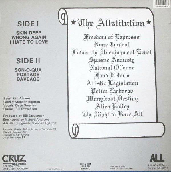 ALL (2) : Allroy For Prez... (12",45 RPM,EP,Reissue)